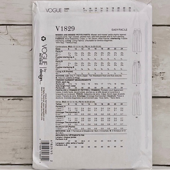 ⭐️5 For $25⭐️ Vogue Patterns V1829 Sewing Patterns PLUS SIZE UNCUT - Picture 2 of 3